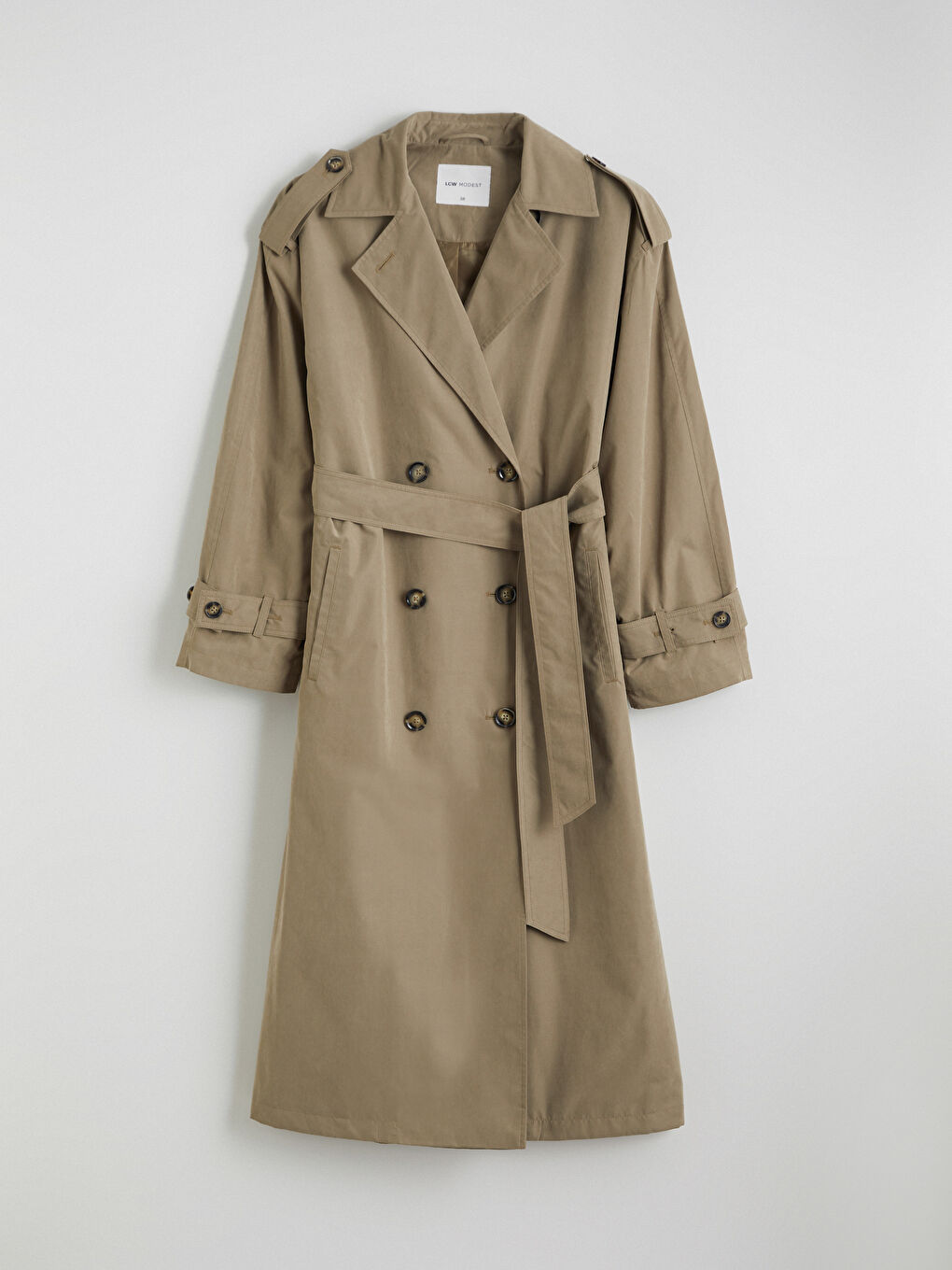 Haki Kruvaze Yaka Kadın Trençkot-5