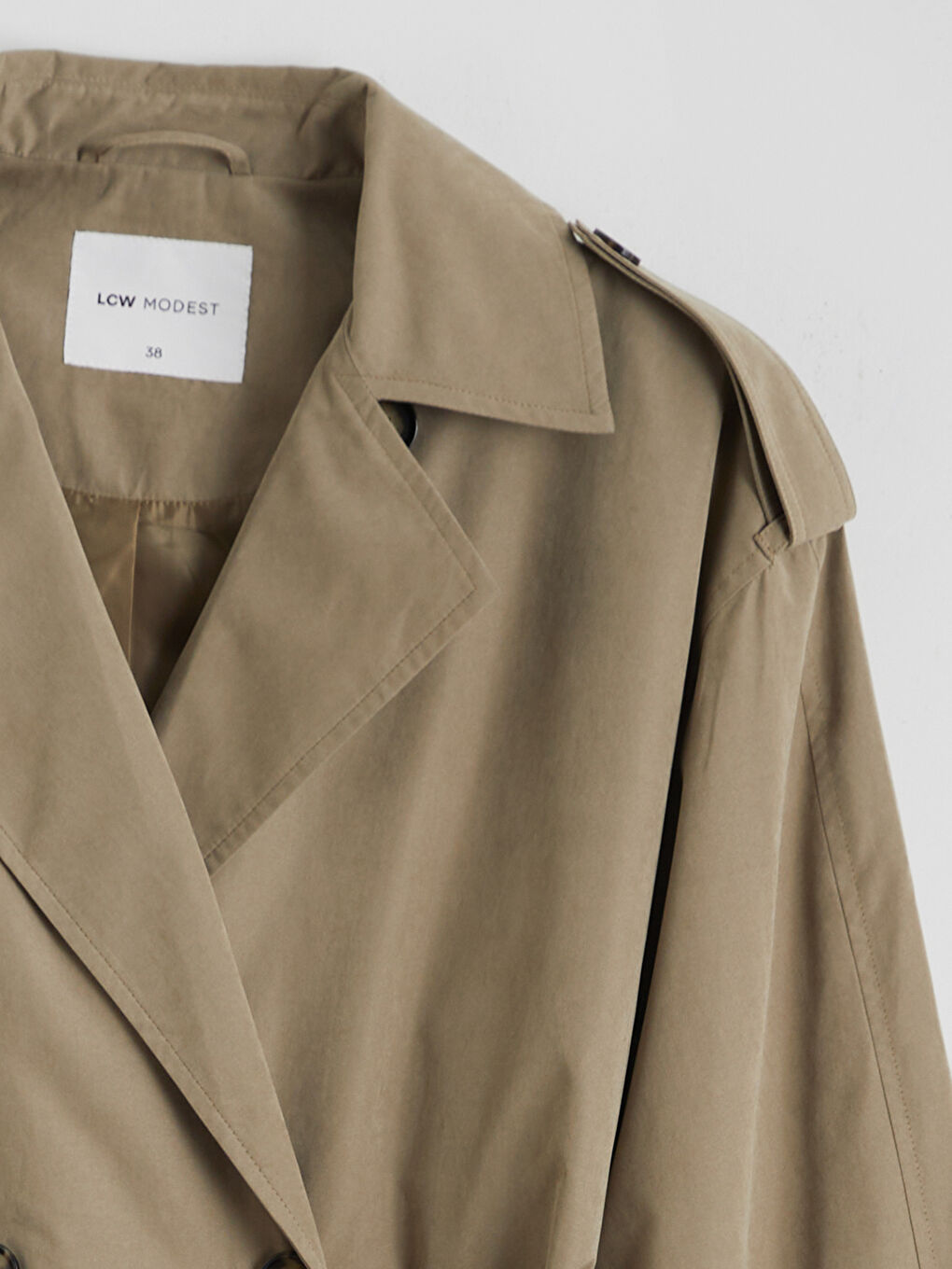 Haki Kruvaze Yaka Kadın Trençkot-7