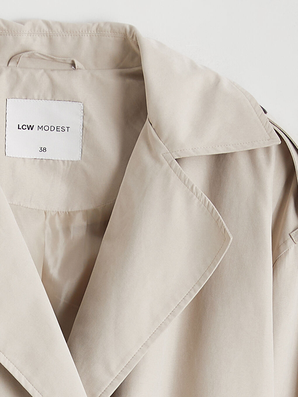 Bej Kruvaze Yaka Kadın Trençkot-6