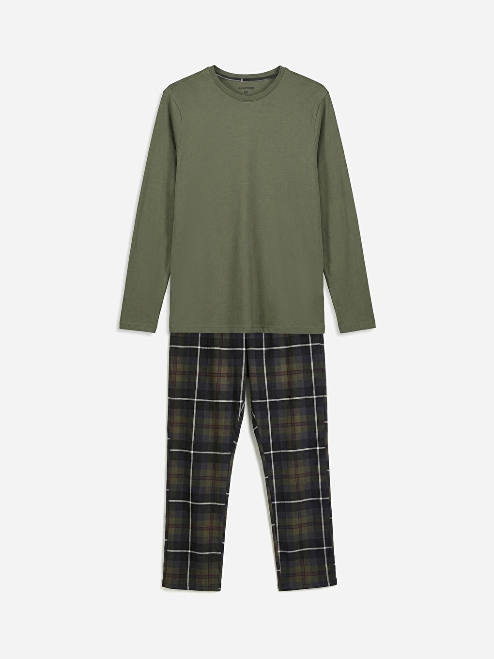 Haki Standart Kalıp Ekose Erkek Pijama Takımı