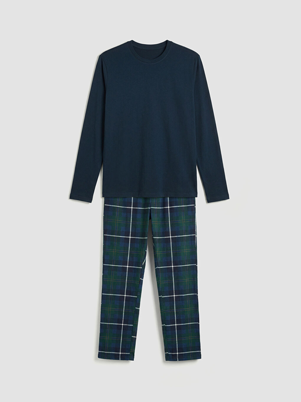 Lacivert Standart Kalıp Ekose Erkek Pijama Takımı