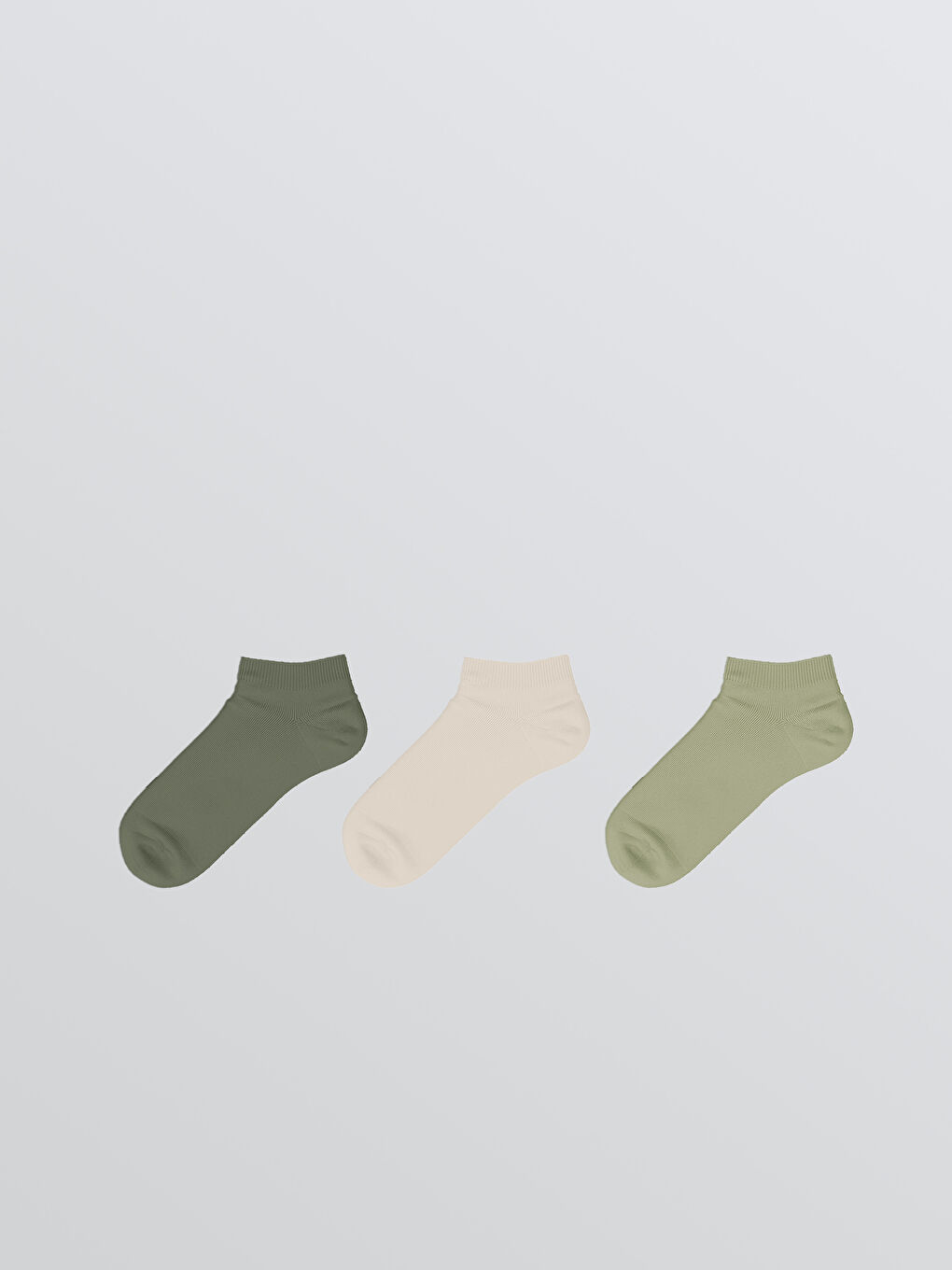 Yeşil Kadın Düz Patik Çorap 3'lü