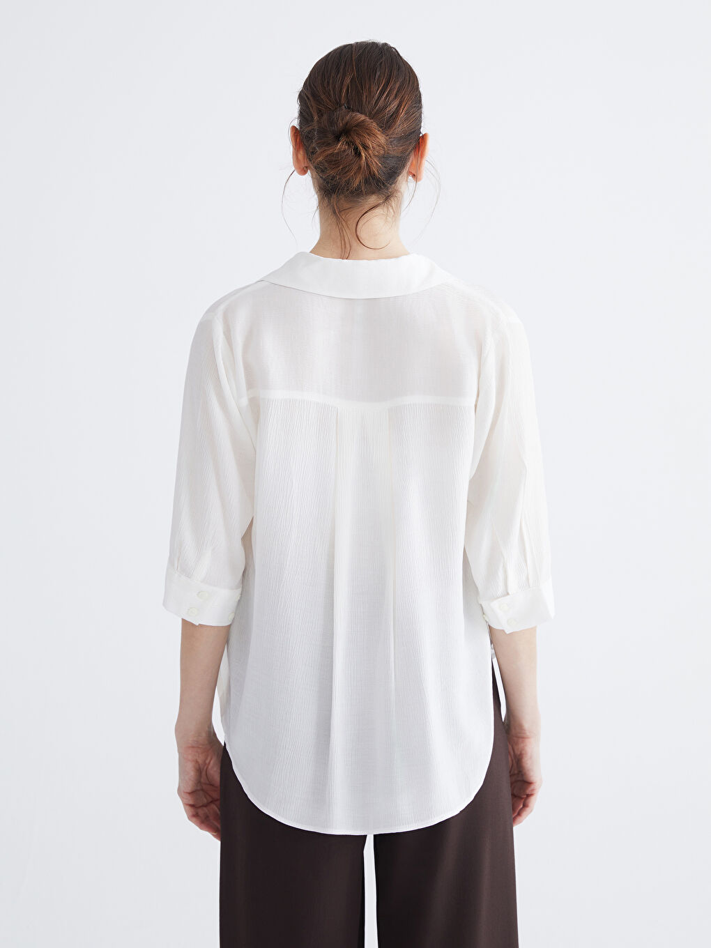 Textured Blouse with a Collared Neckline-3