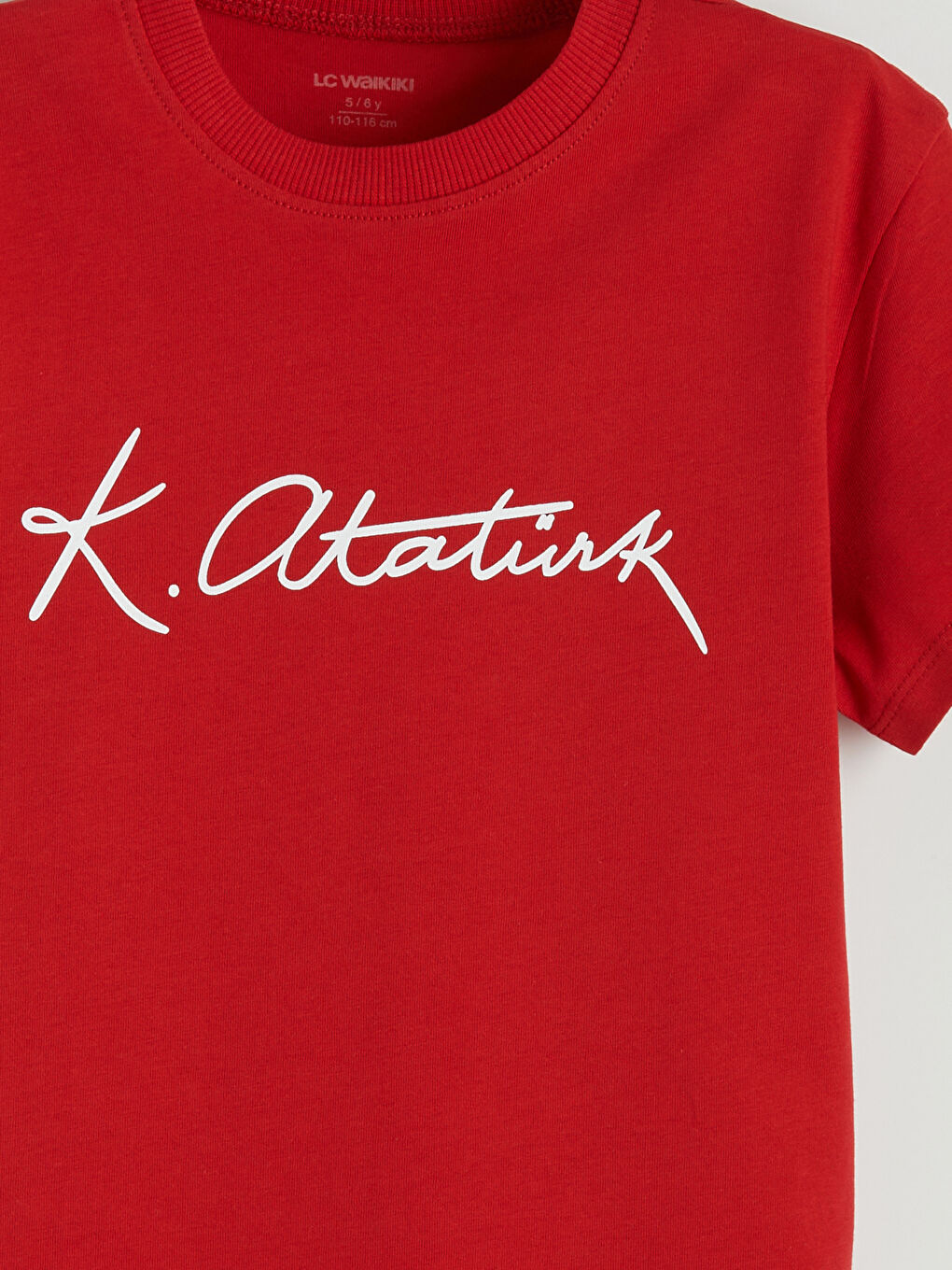 Kırmızı Atatürk İmzası Baskılı Erkek Çocuk Penye Tİşört-2
