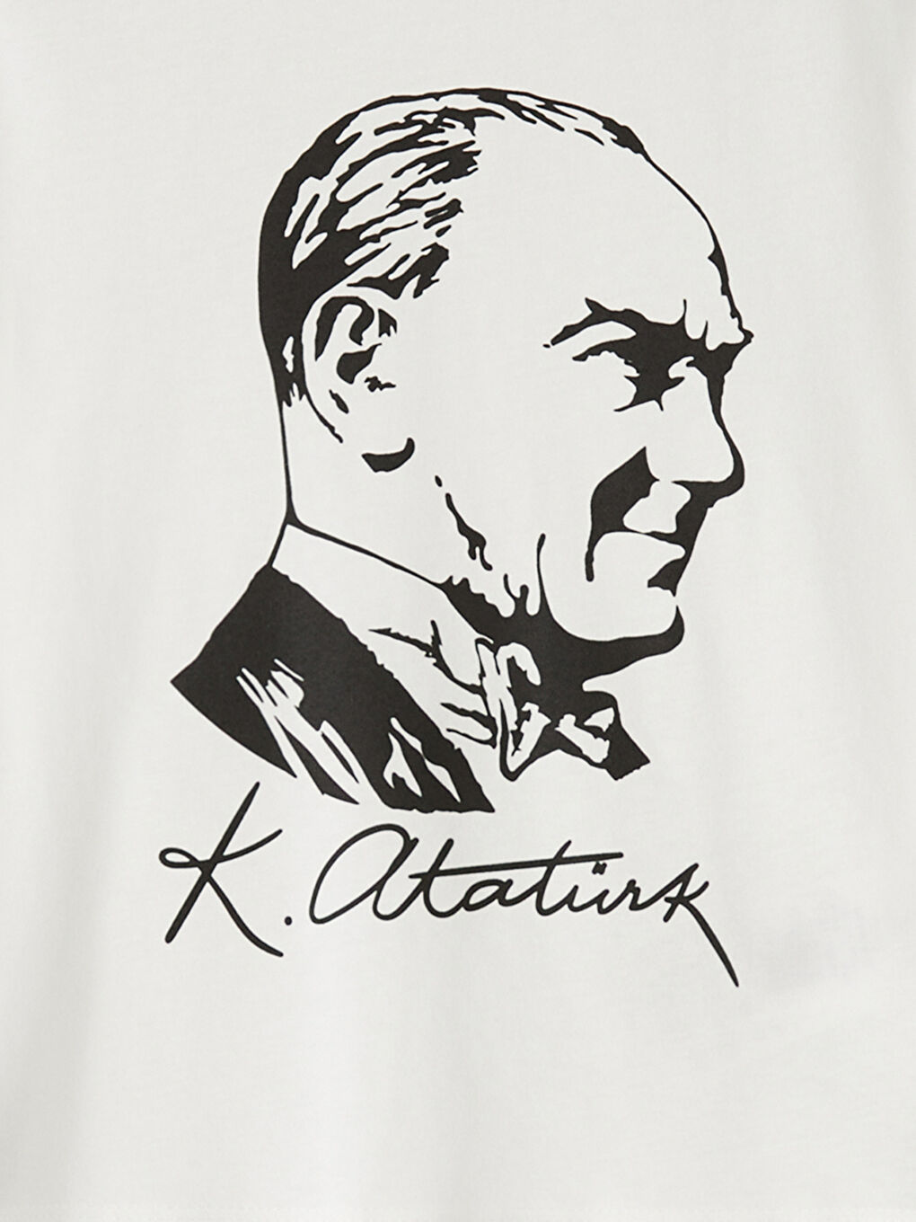 Ekru Bisiklet Yaka Atatürk Baskılı Erkek Çocuk Tişört-2
