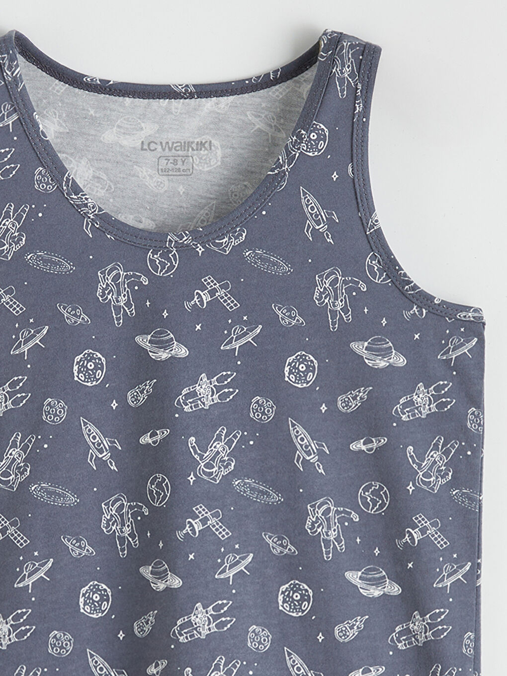 Antrasit Bisiklet Yaka Desenli Erkek Çocuk Atlet-2