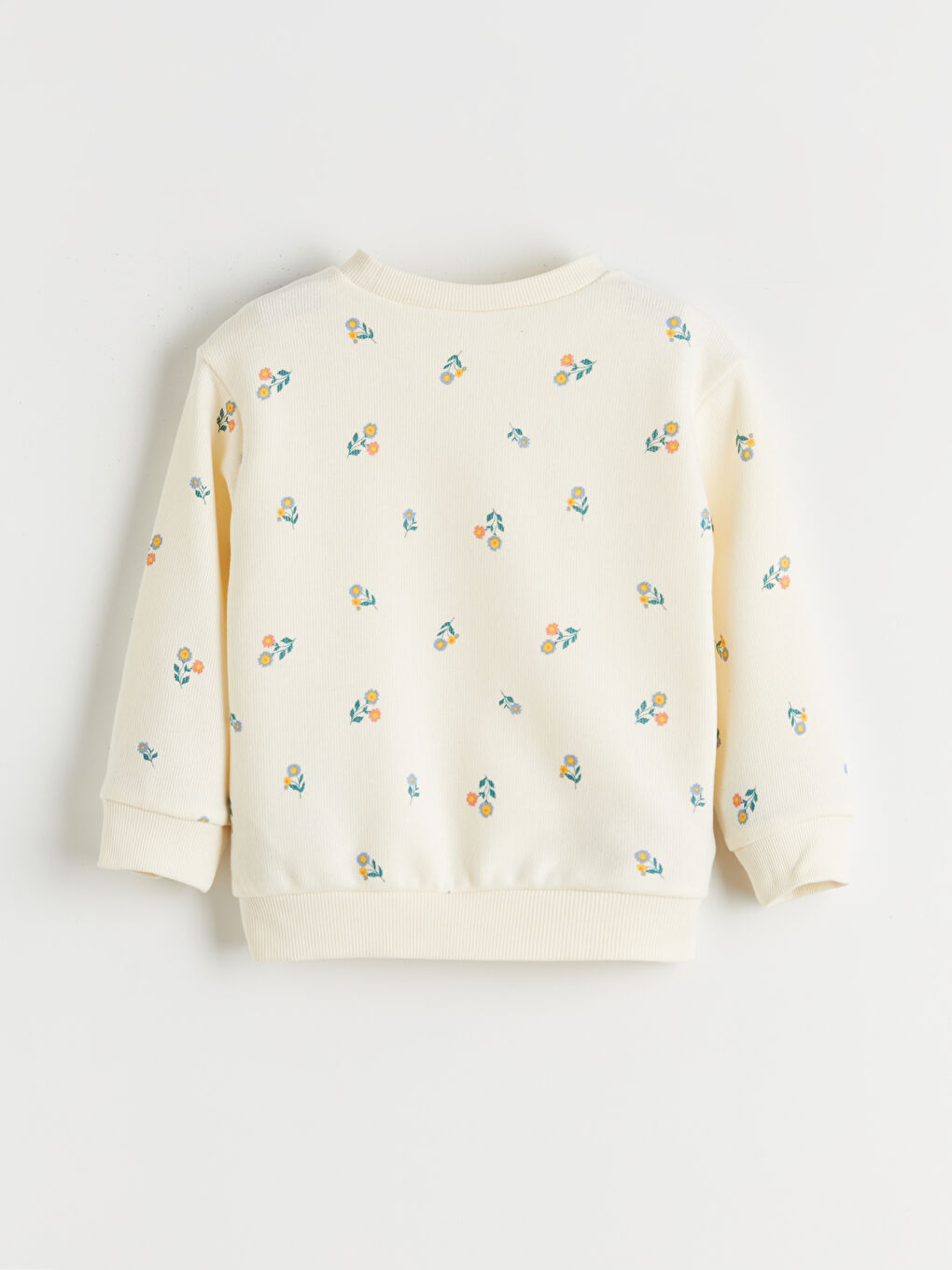 Ekru Bebe Yaka Baskılı Kız Çocuk Sweatshirt-1