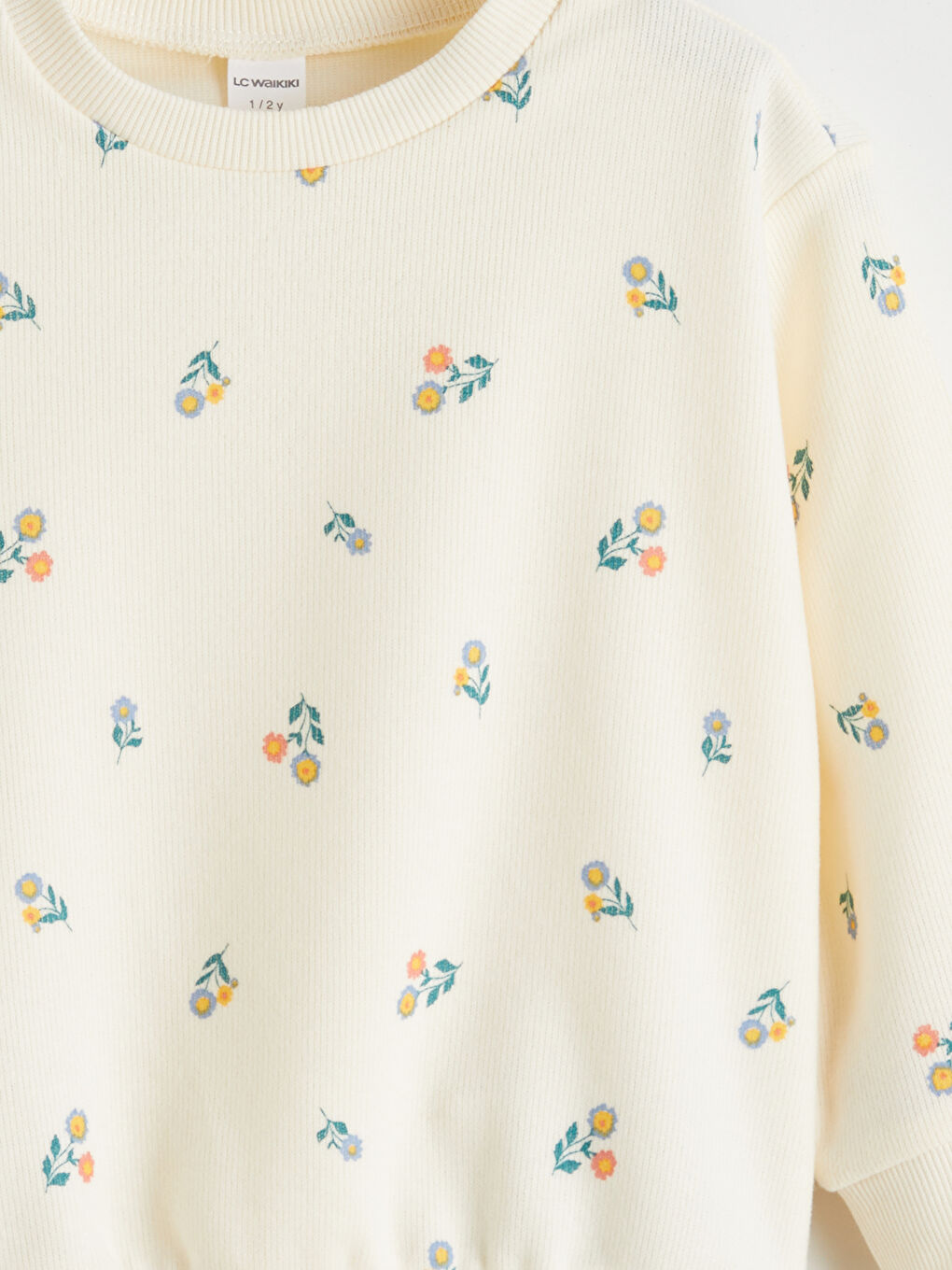 Ekru Bebe Yaka Baskılı Kız Çocuk Sweatshirt-2