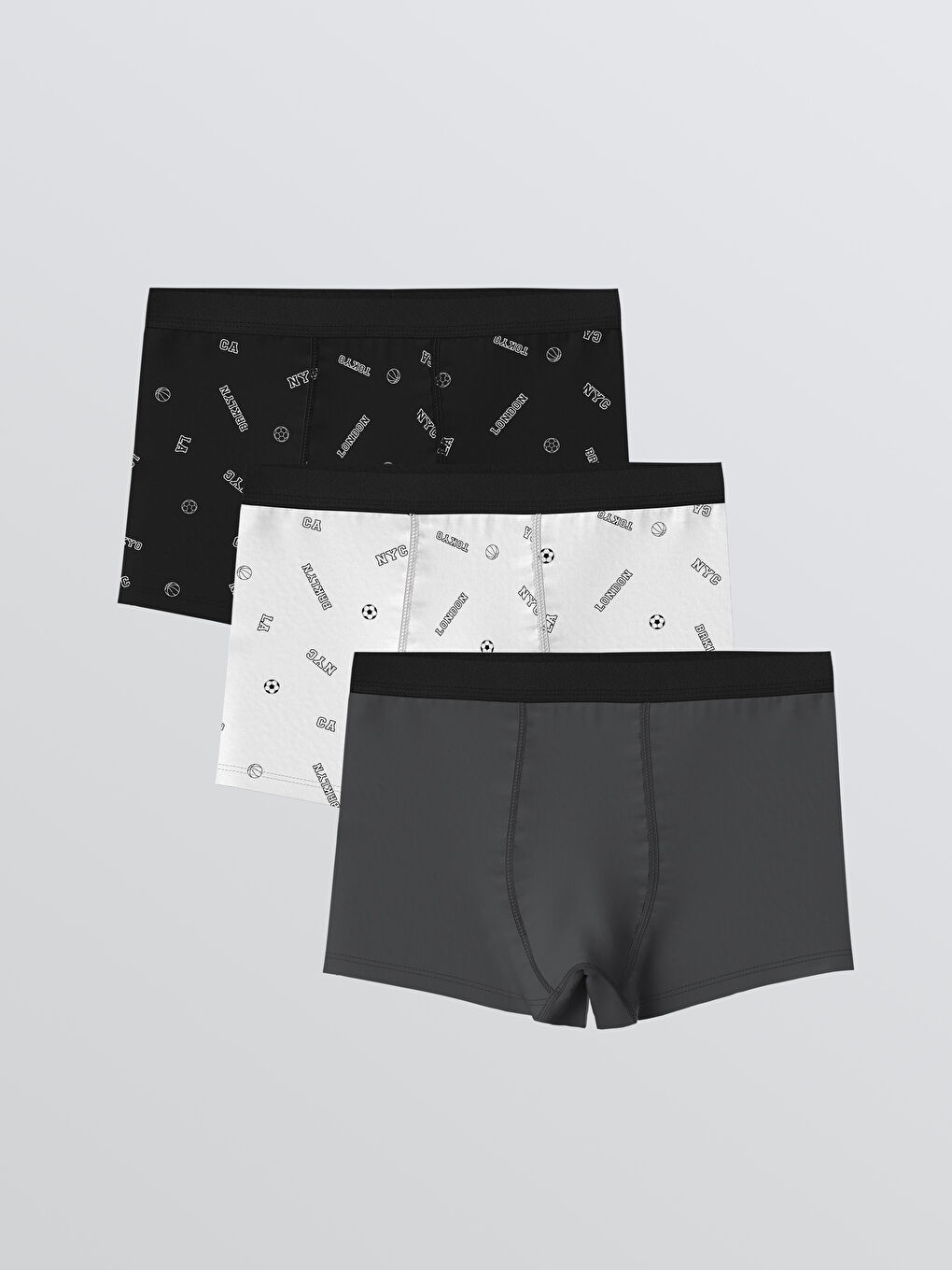 Siyah Baskılı Erkek Çocuk Boxer 3'lü