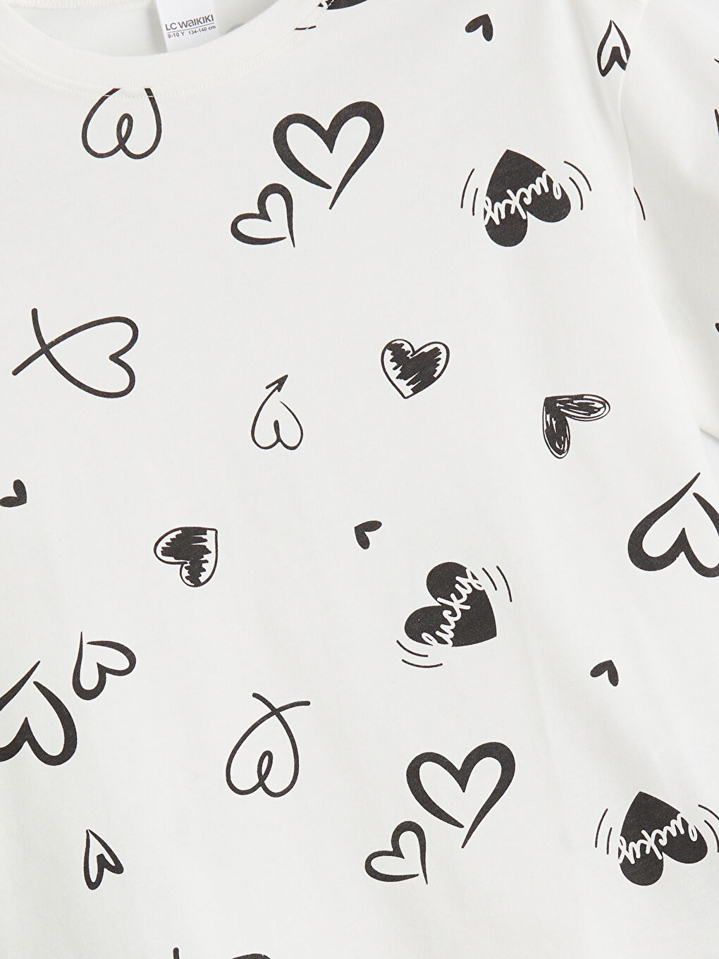 Ekru Kalp Desenli Kız Çocuk Şortlu Pijama Takımı-2