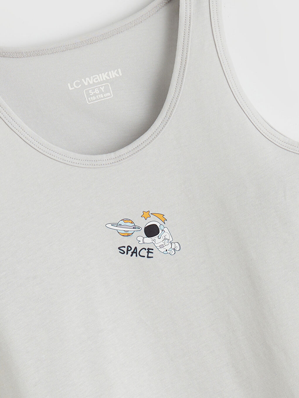 Gri Bisiklet Yaka Baskılı Erkek Çocuk Atlet-2