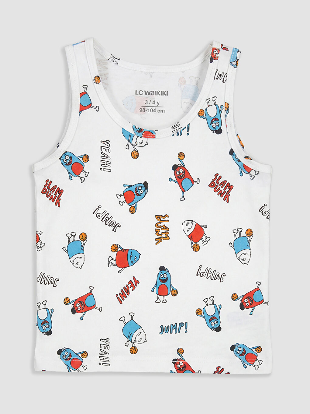 Beyaz Bisiklet Yaka Baskılı Erkek Çocuk Atlet