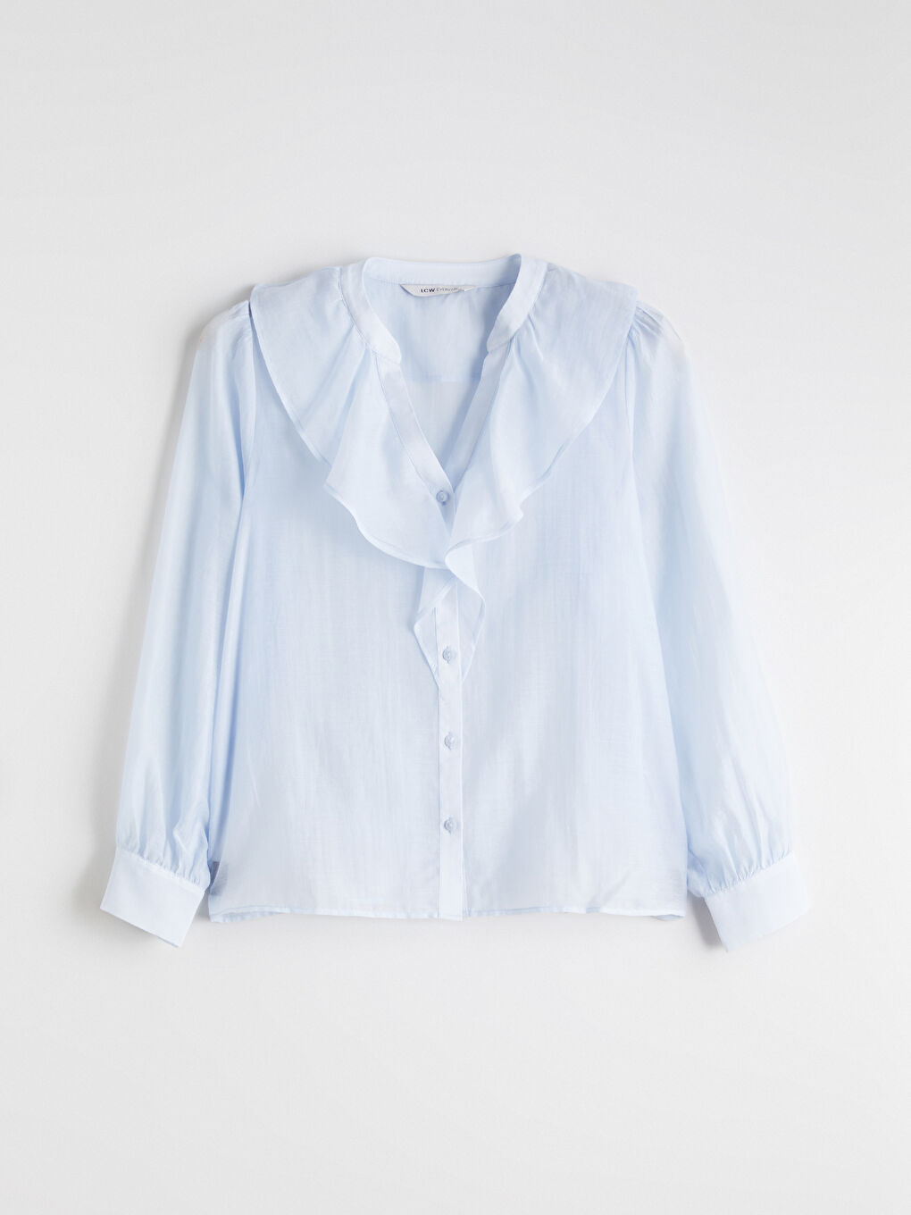 Notch Neck Frilled Chiffon Blouse-4