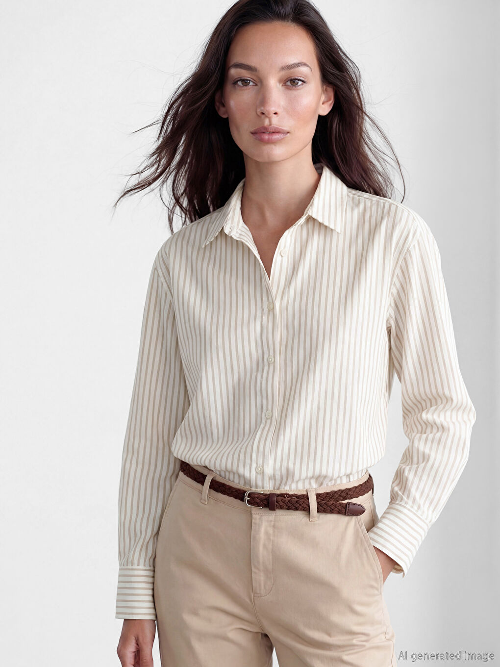 Çizgili Poplin Kadın Gömlek