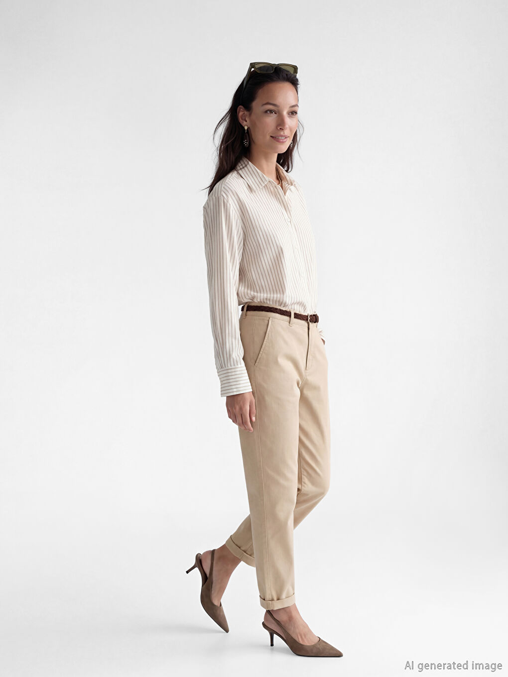 Çizgili Poplin Kadın Gömlek-1