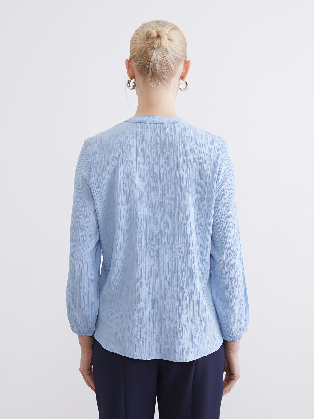 Женщины Голубой Блузка-3