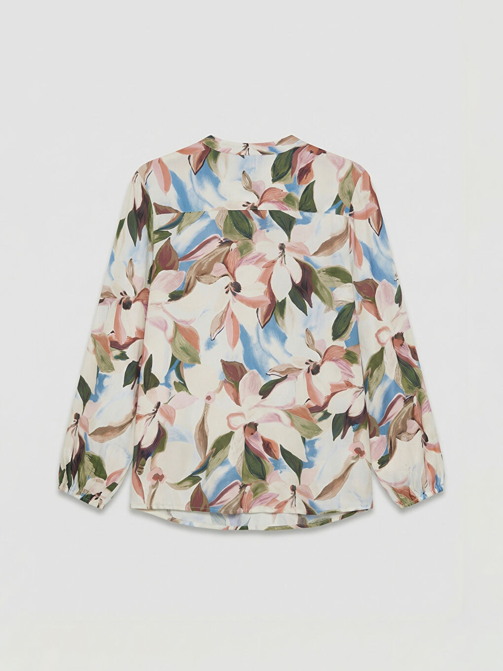 Mandarin Collar Patterned Blouse-1