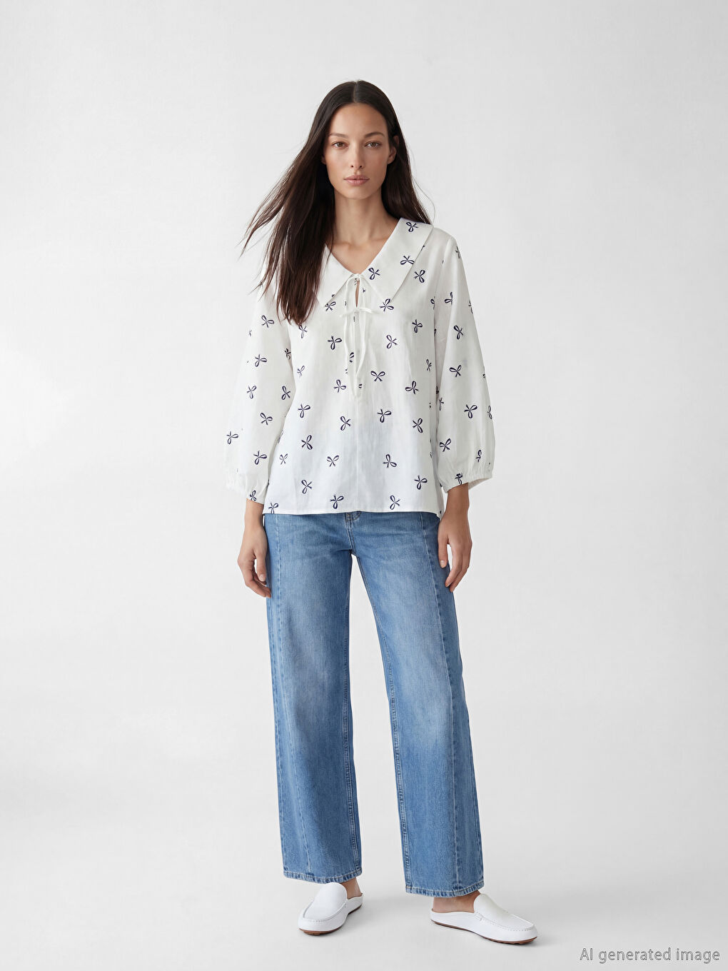 Bebe Yaka Desenli Bluz-1