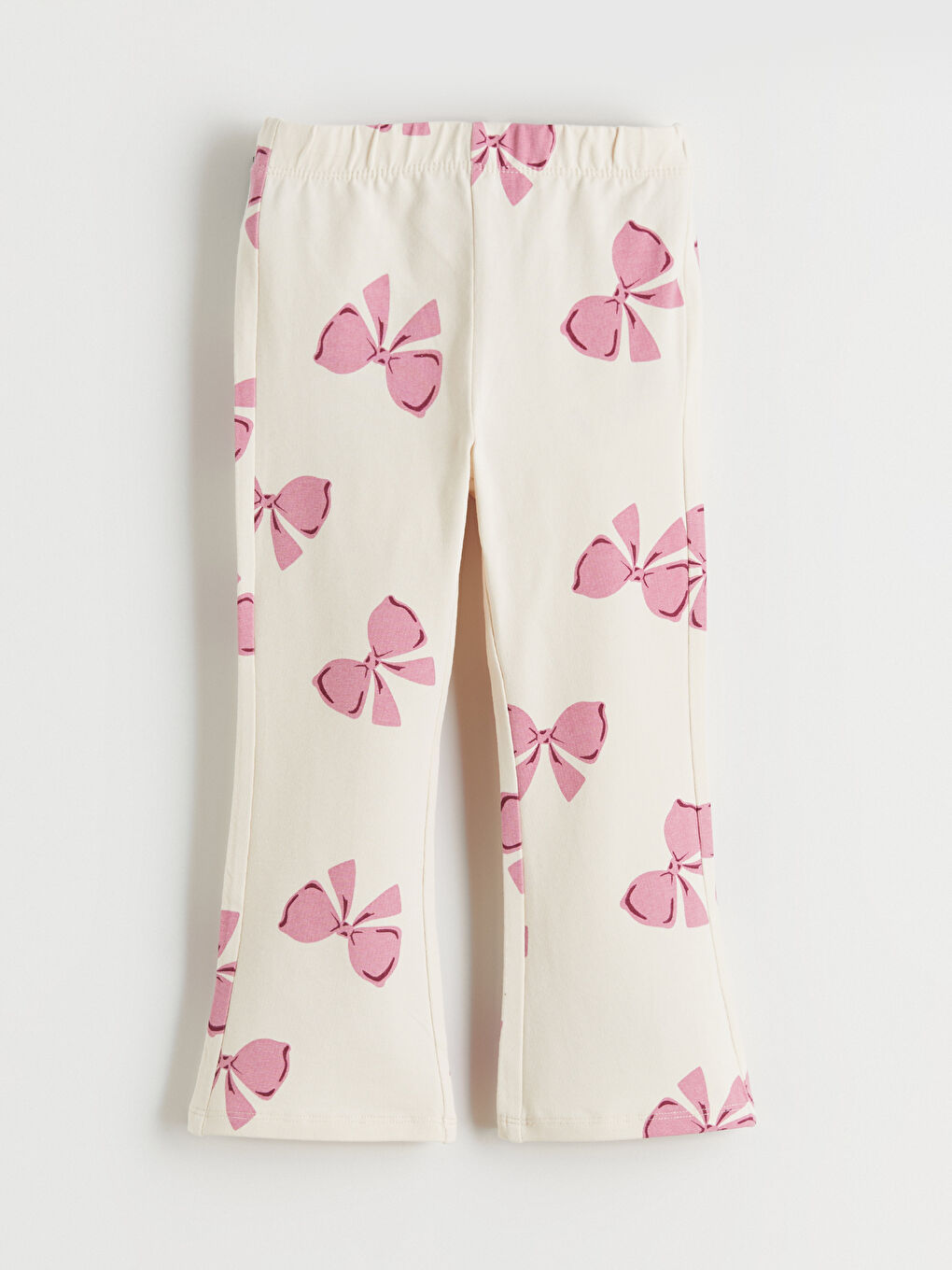 Ekru Fiyonklu İspanyol Paça Kız Çocuk Tayt Pantolon