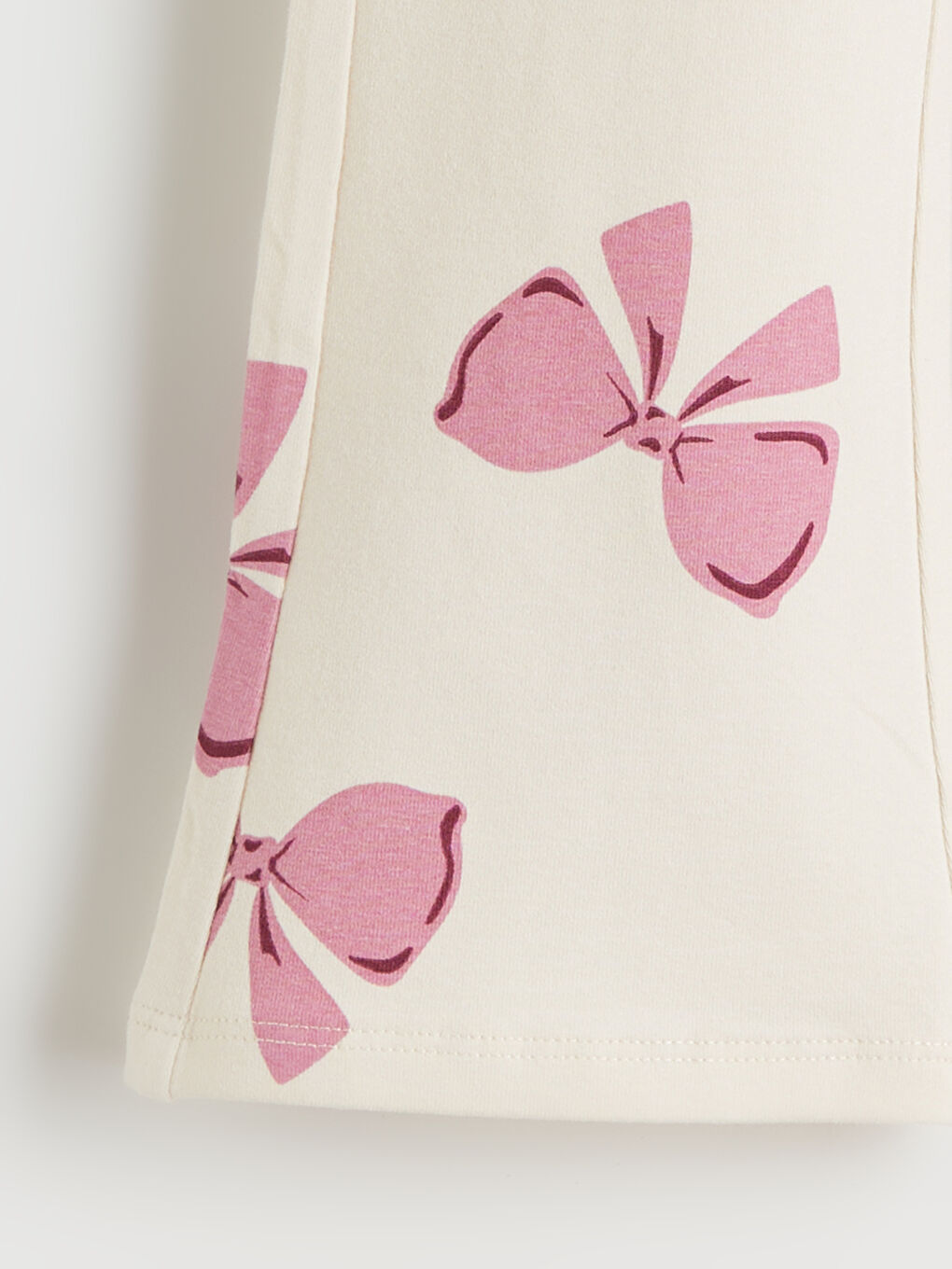 Ekru Fiyonklu İspanyol Paça Kız Çocuk Tayt Pantolon-1