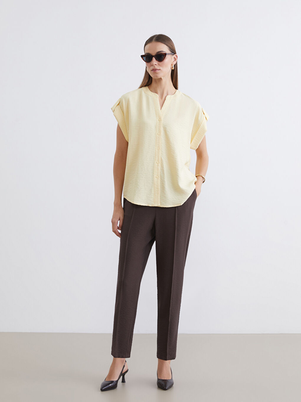 Жена Жълто Блуза-1