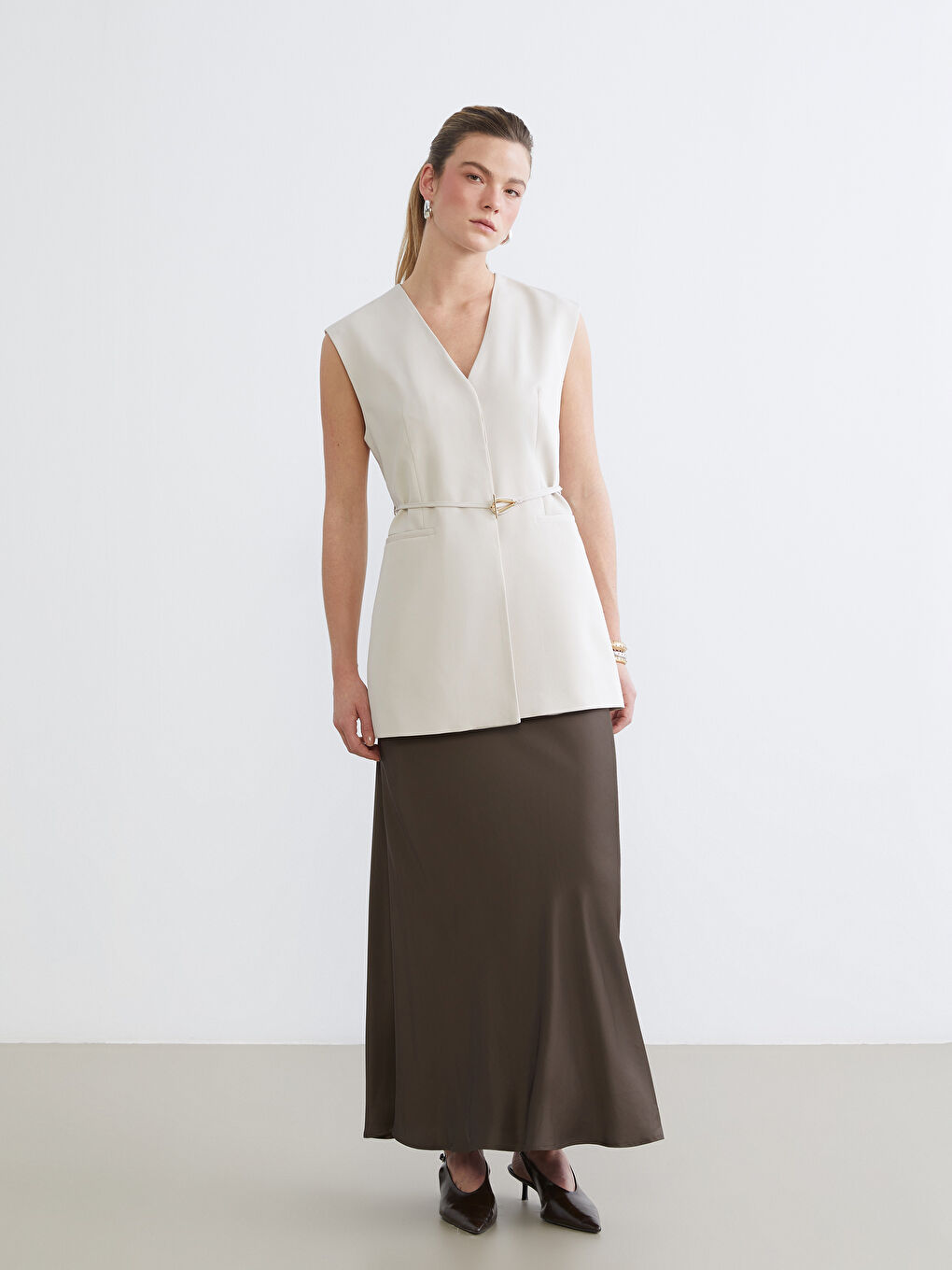 Әйелдер сарғыш Классикалық жилет-1