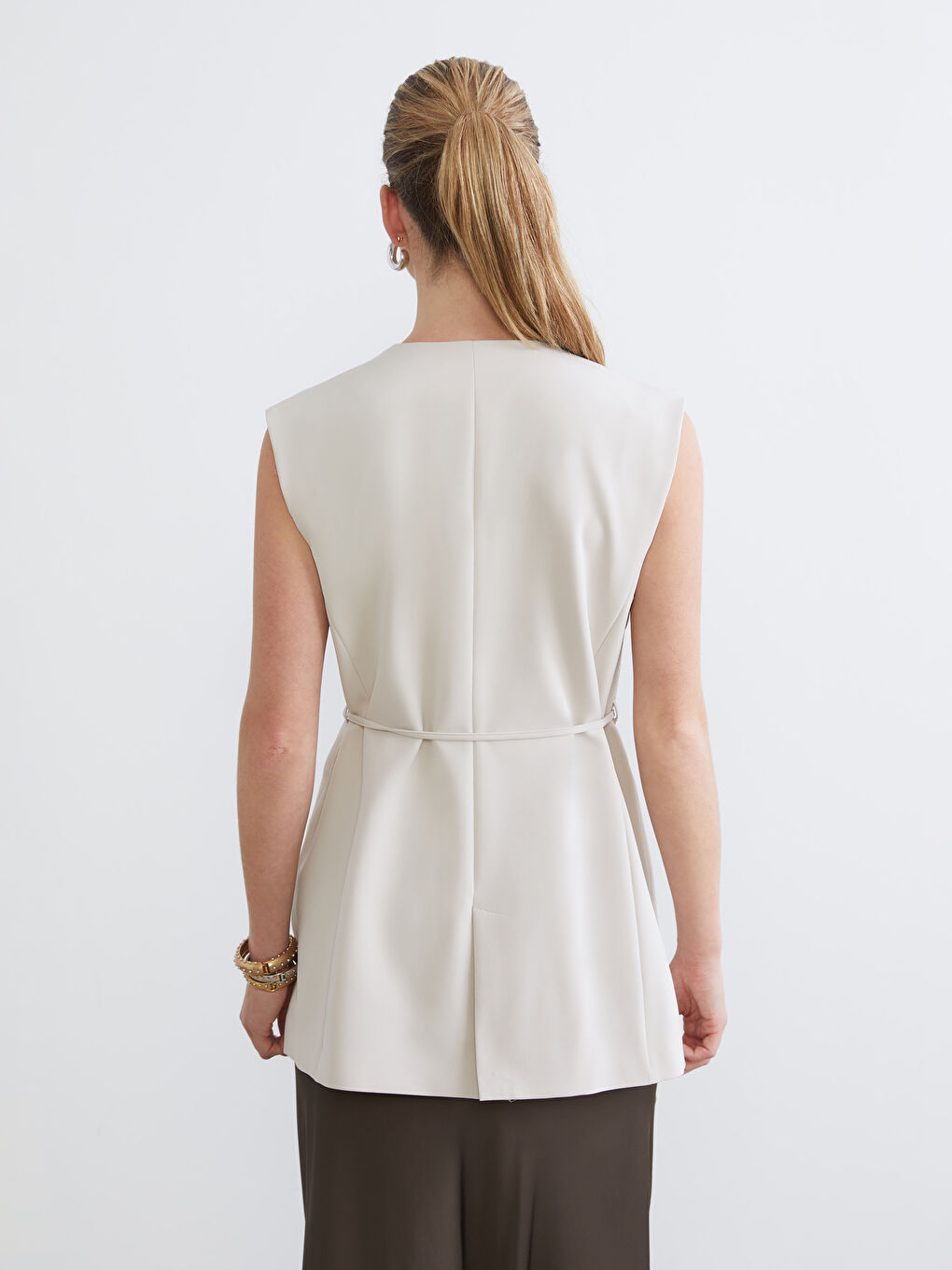 Әйелдер сарғыш Классикалық жилет-3