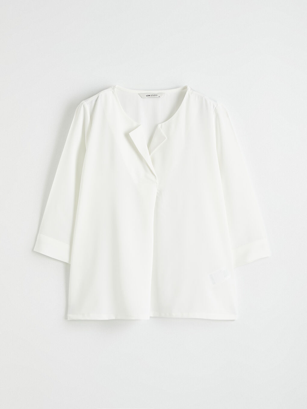 Ekru Kaçık Yaka Bluz-4
