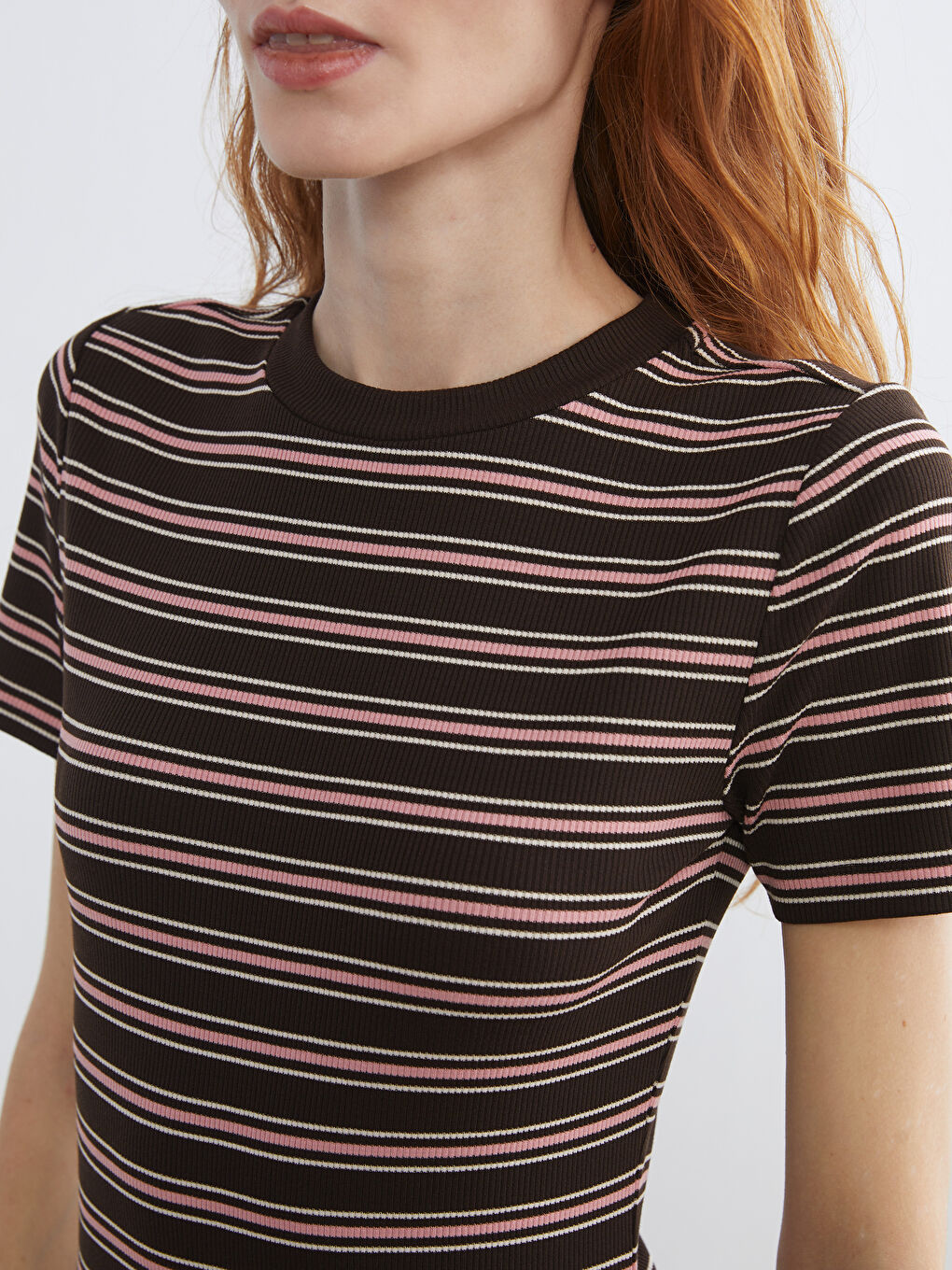 Crew Neck Striped Bodycon Dress-2