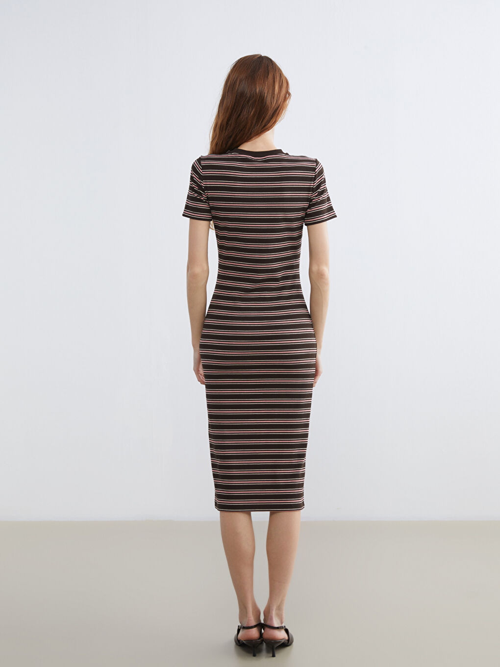 Crew Neck Striped Bodycon Dress-3