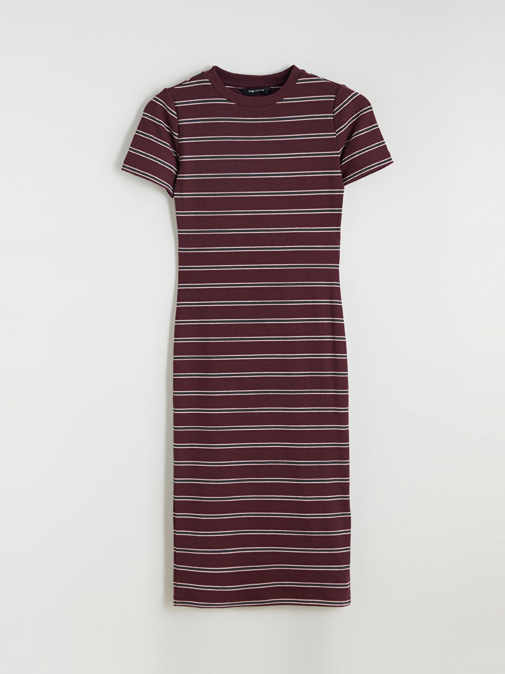 Дөңгелек жағалы жолақты бодикон көйлек-4