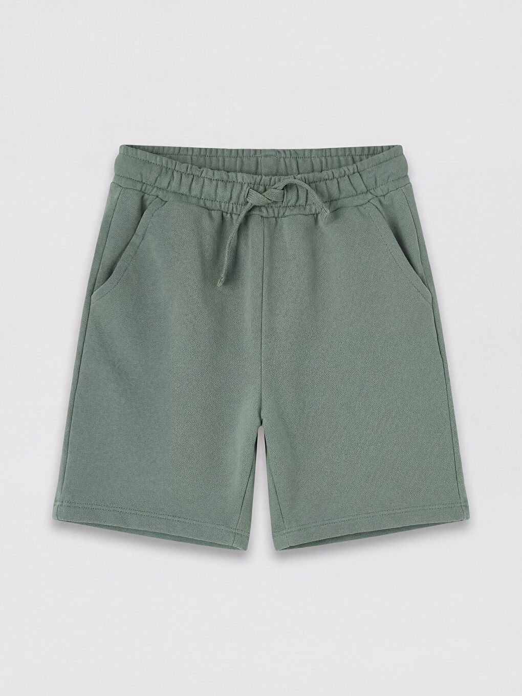 Haki Beli Lastikli ve Bağcıklı Erkek Çocuk Şort 2'li-1