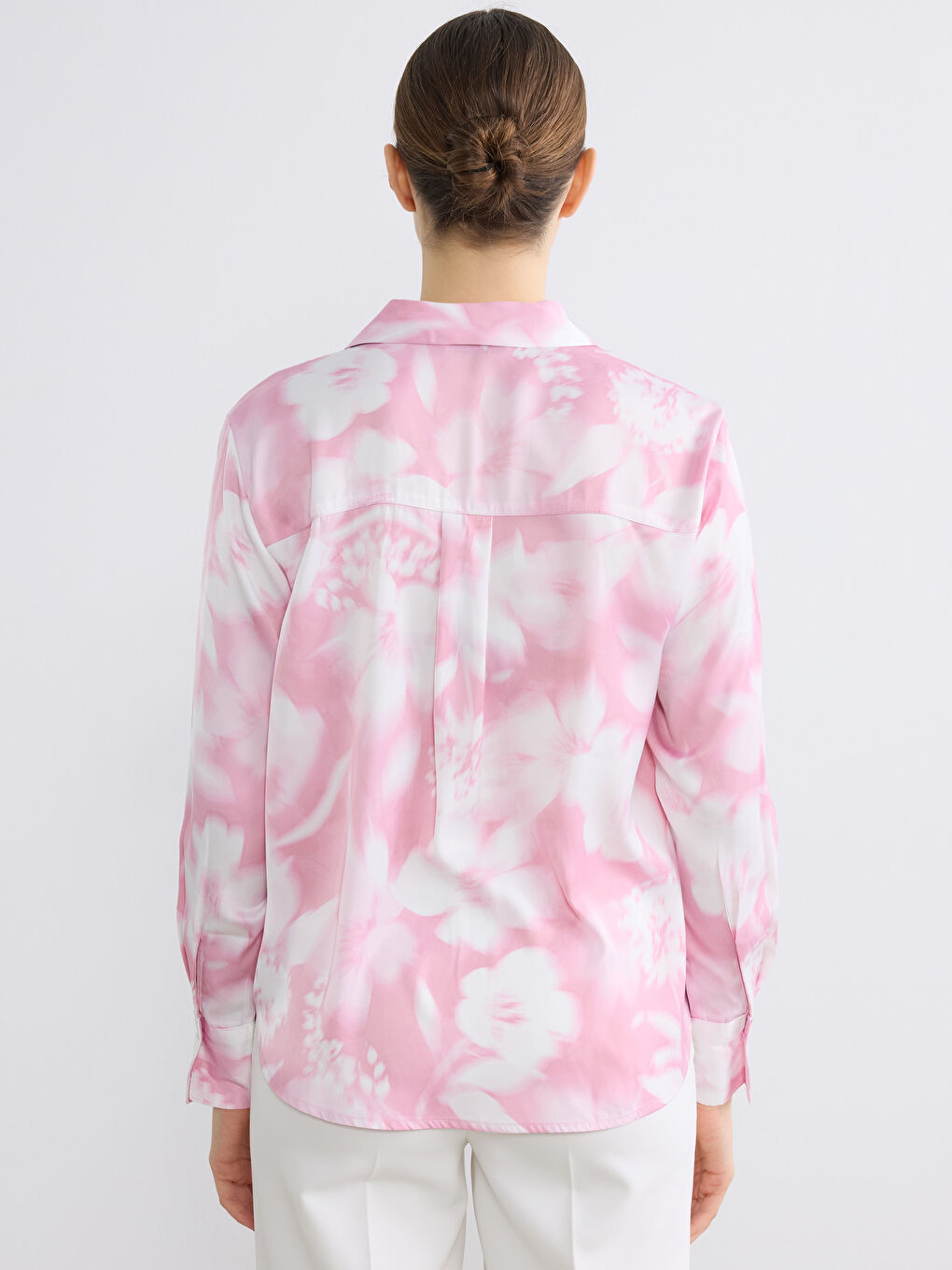 Floral Oversized Satin Women's Shirt-3