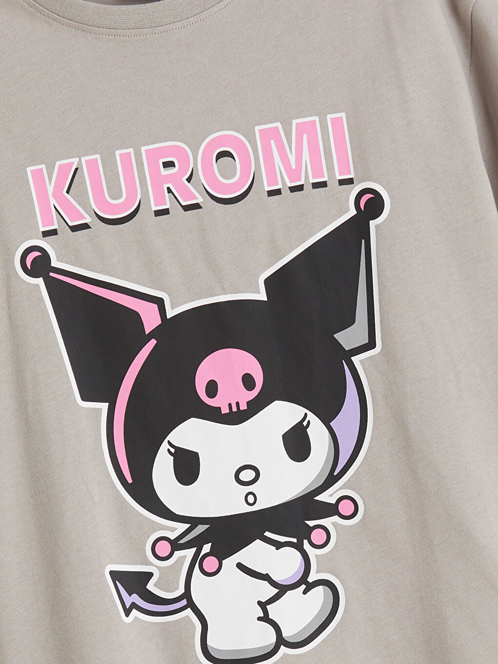 Gri Kuromi Baskılı Kız Çocuk Şortlu Pijama Takımı-2
