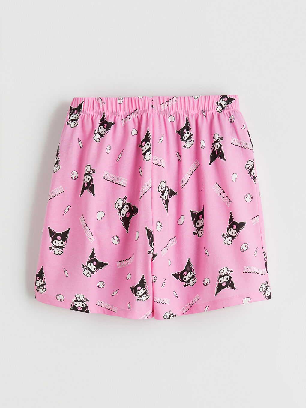 Gri Kuromi Baskılı Kız Çocuk Şortlu Pijama Takımı-4