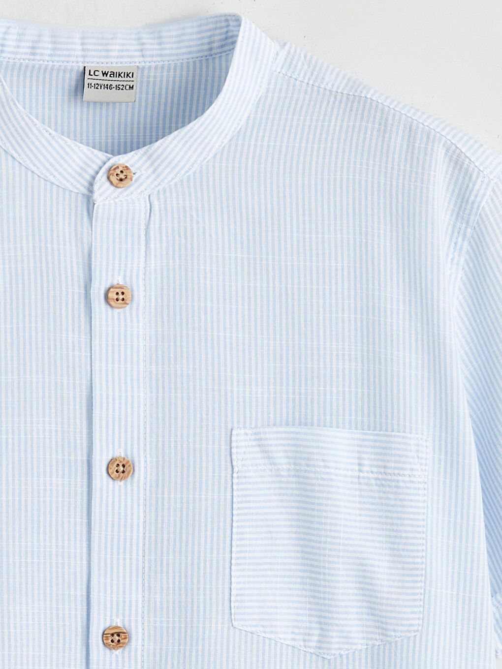 Striped Mandarin Collar Shirt for Boys-1