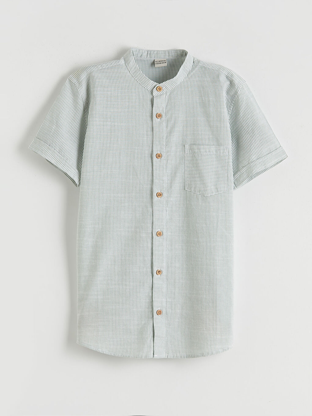 Striped Mandarin Collar Shirt for Boys
