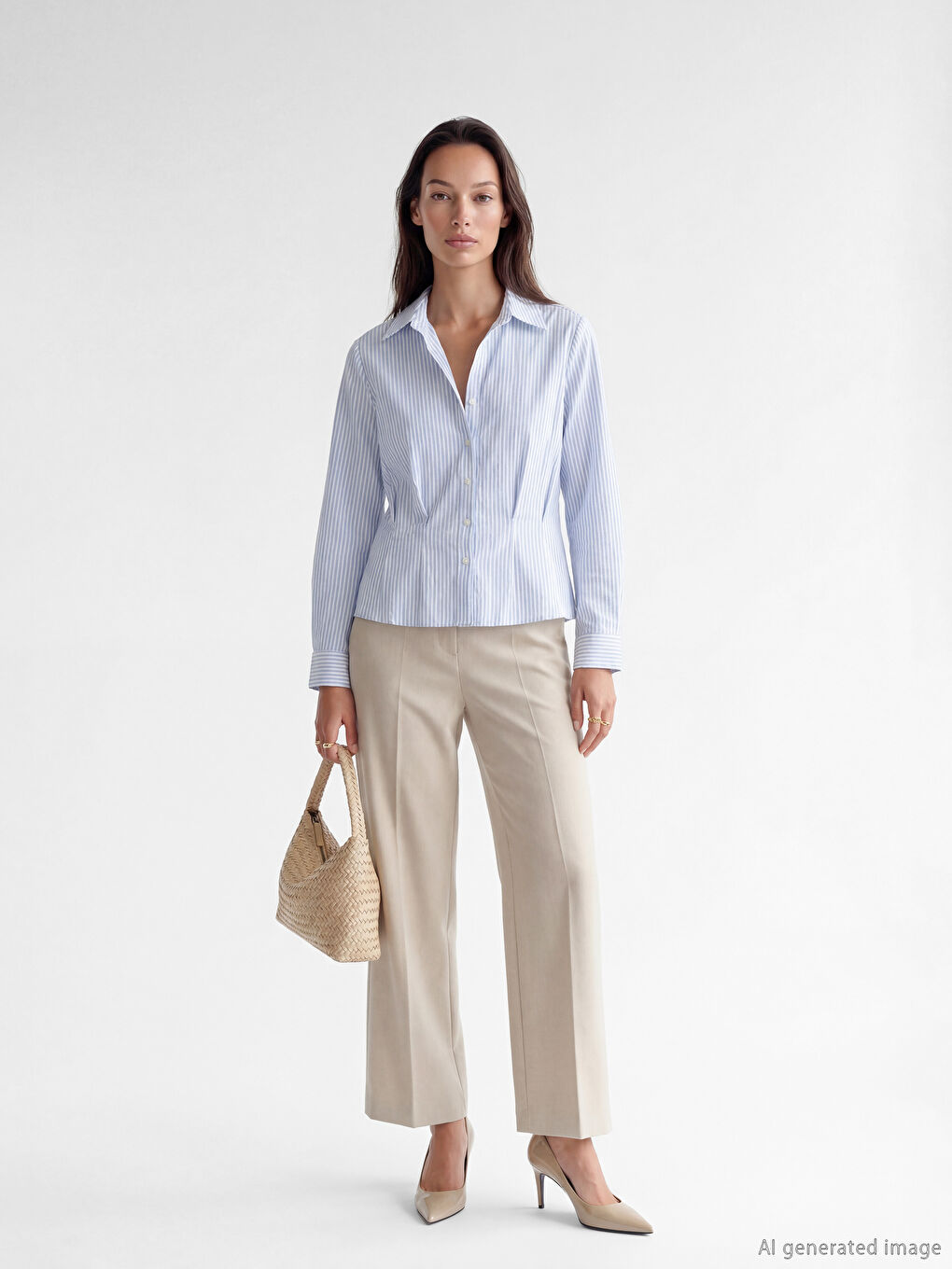 قميص نسائي من قماش دوبي مخطط-1