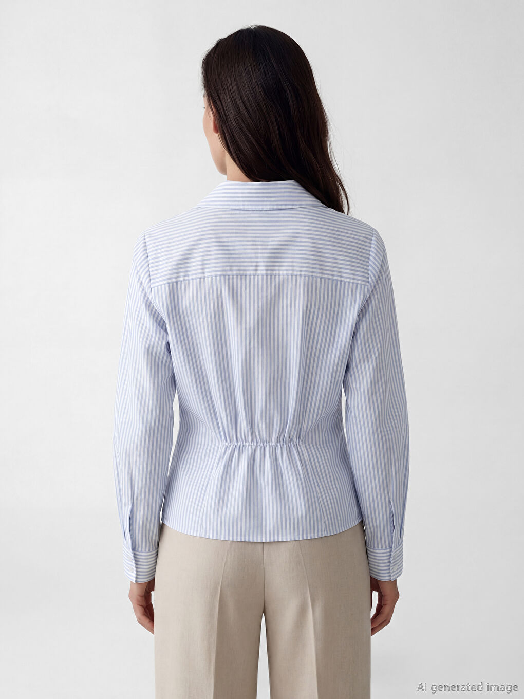 قميص نسائي من قماش دوبي مخطط-2