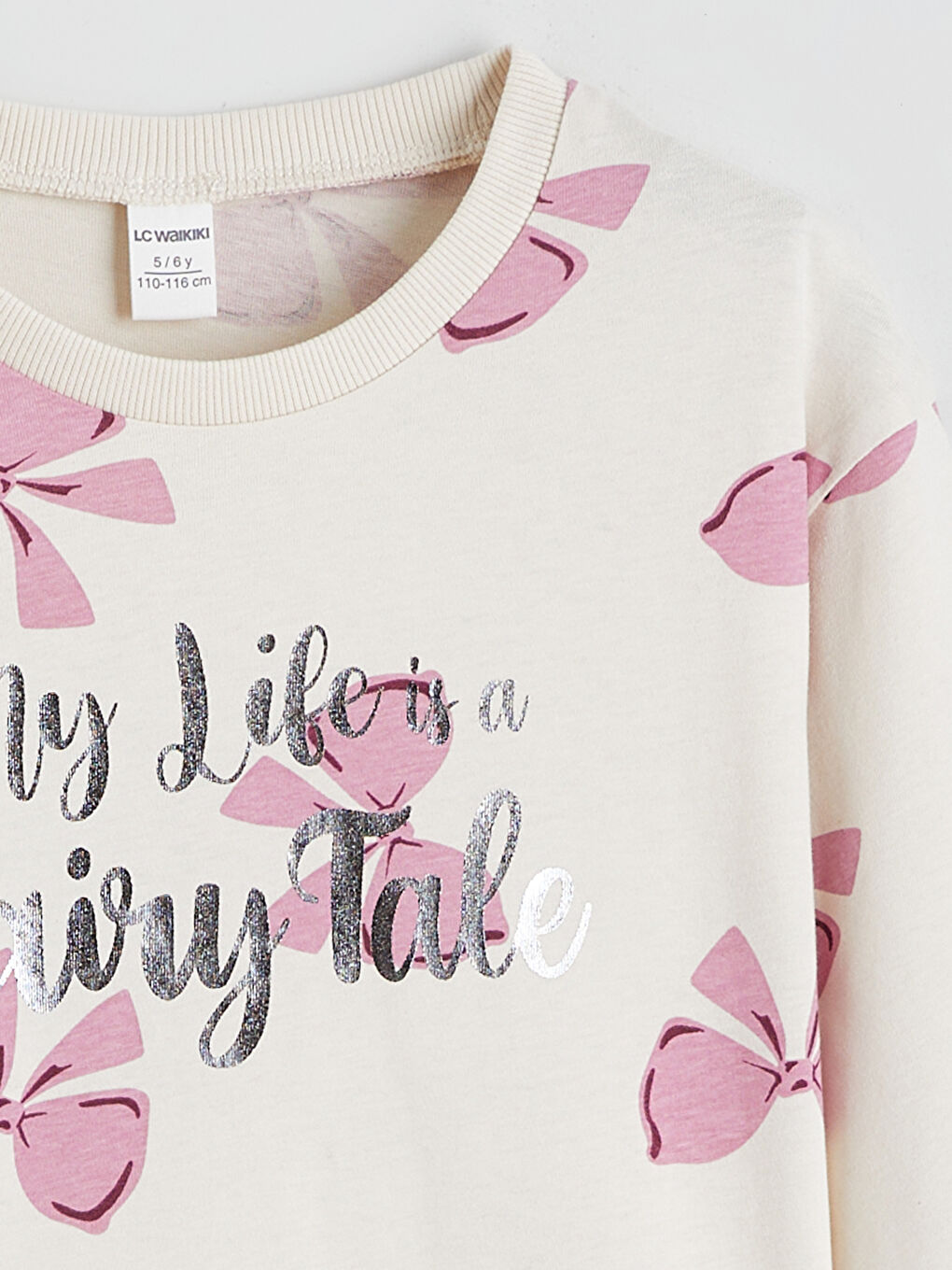 Bej Kız Çocuk Baskılı Tişört 2'li-2