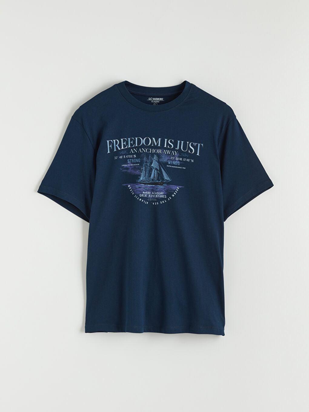 تيشيرت رجالي ياقة دائرية مطبوع جيرسي-4