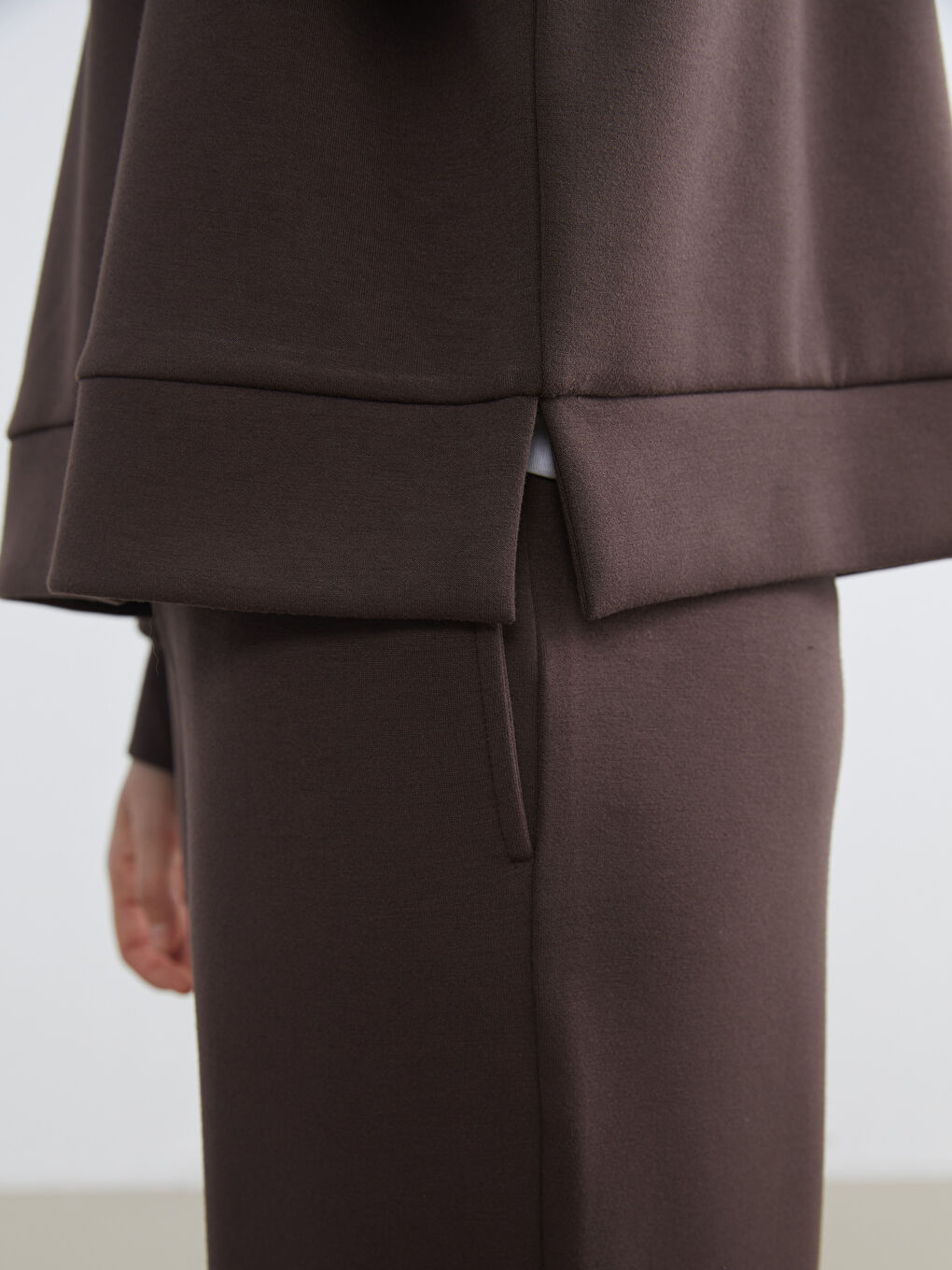 Kahverengi Soft Touch Oversize Kadın Sweatshirt	-2