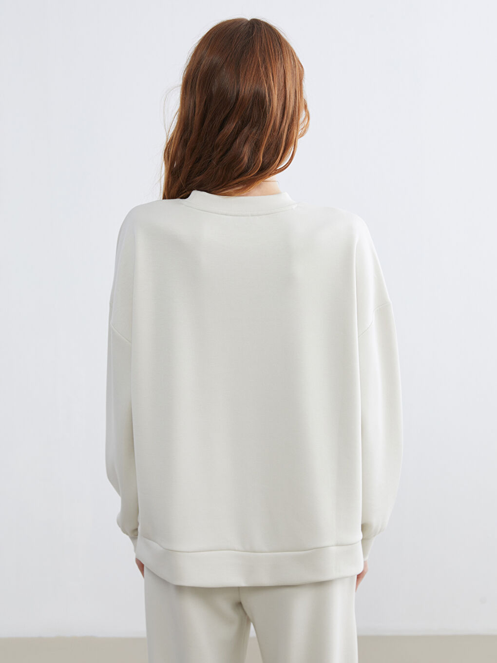 Bej Soft Touch Oversize Kadın Sweatshirt	-3