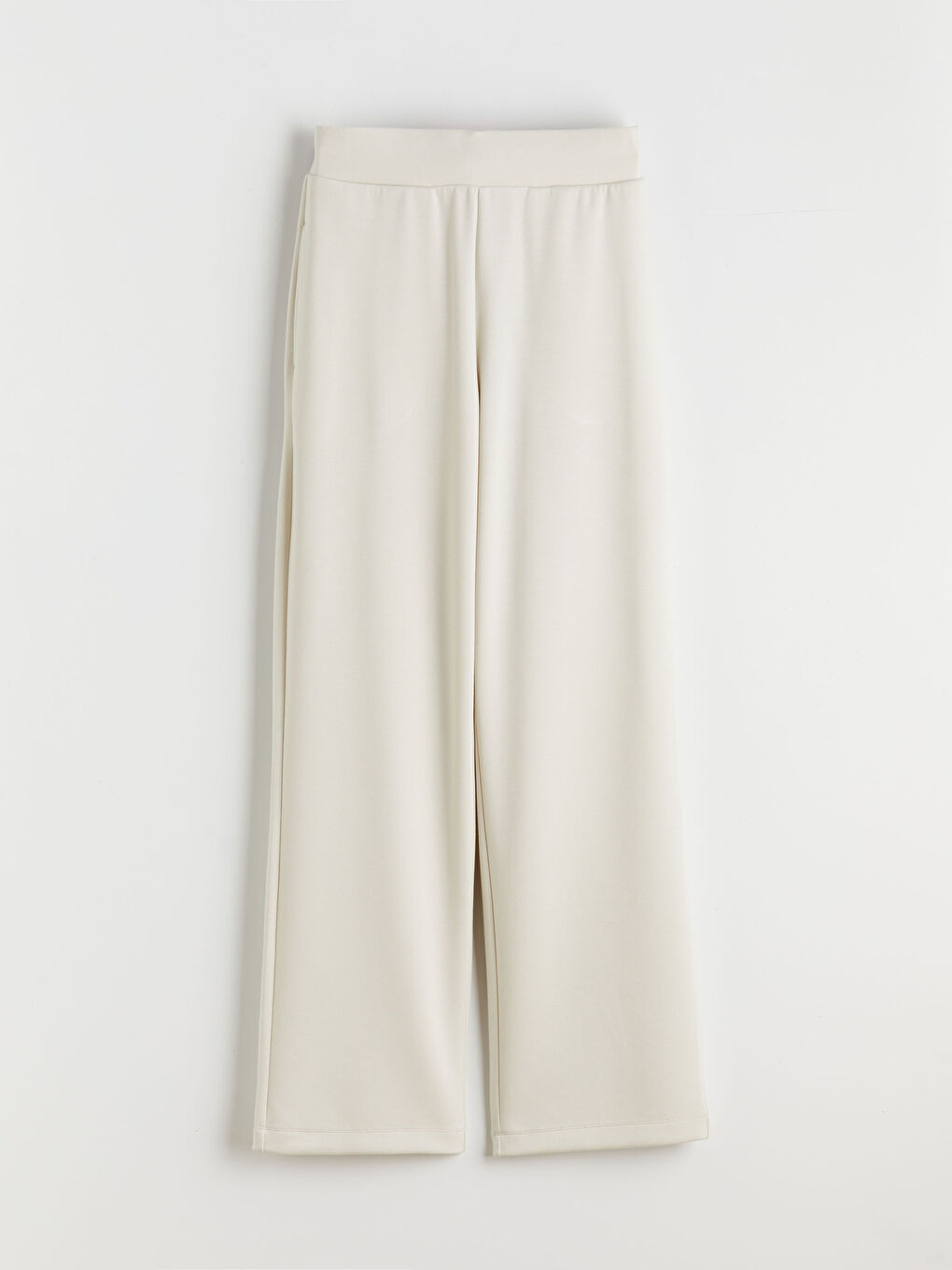 Bej Geniş Paça Soft Touch Kadın Eşofman Altı-4