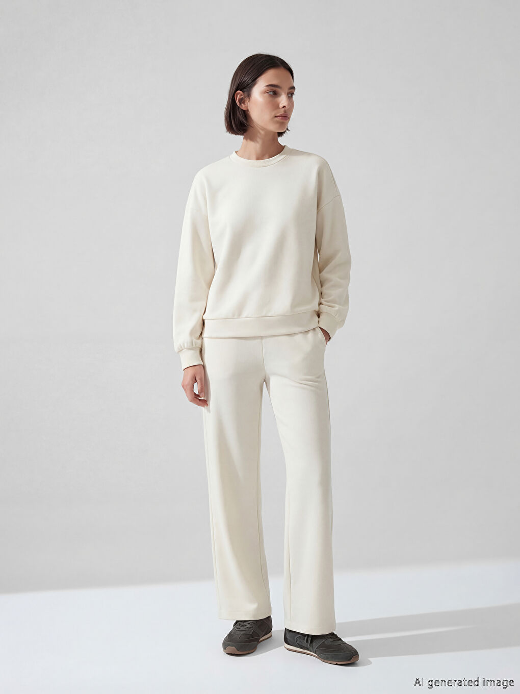 بنطلون رياضي واسع الأرجل بملمس ناعم للسيدات