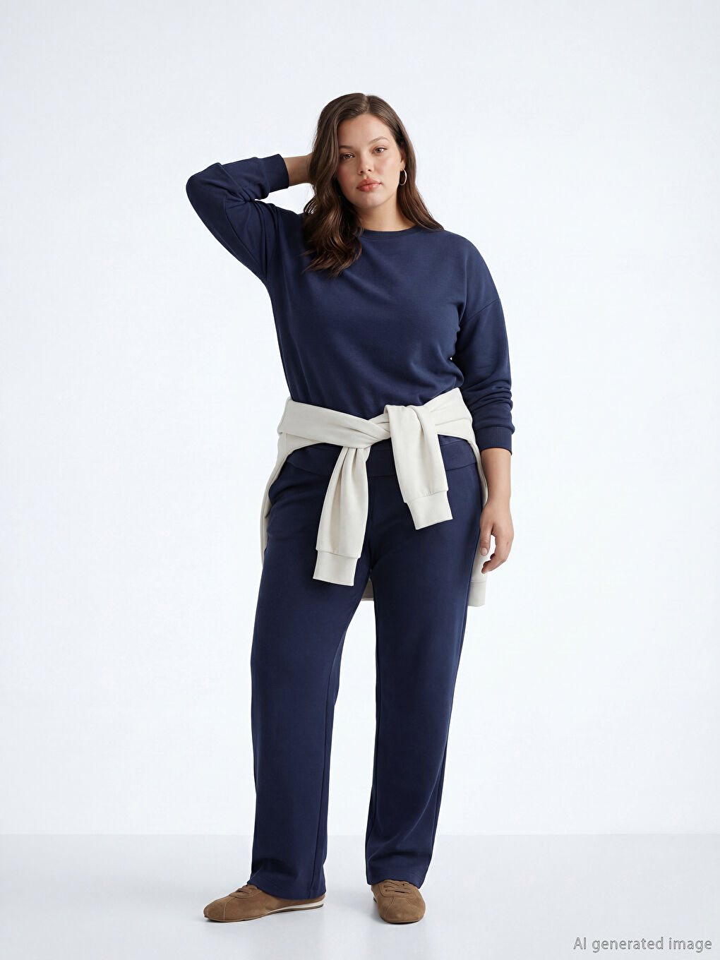 Lacivert Beli Lastikli Kadın Eşofman Altı	-1