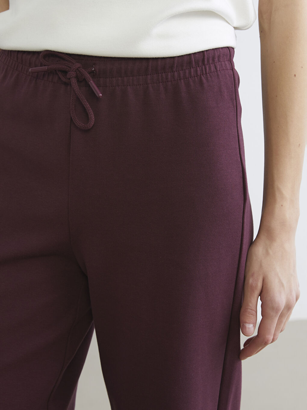 Mürdüm Beli Lastikli Geniş Paça Kadın Eşofman Altı	-2