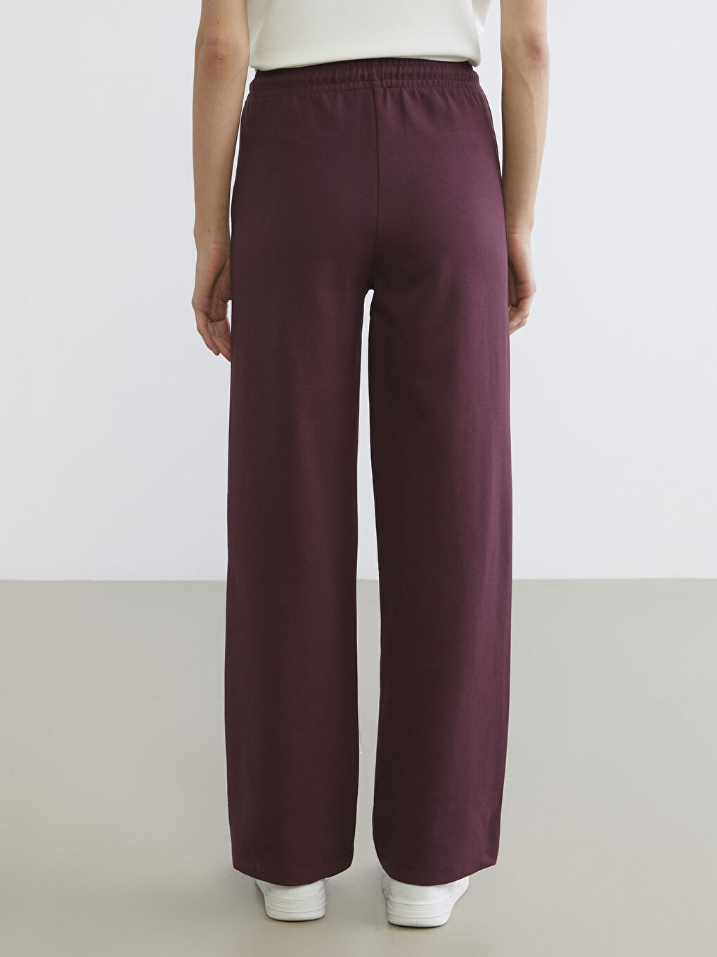 Mürdüm Beli Lastikli Geniş Paça Kadın Eşofman Altı	-3