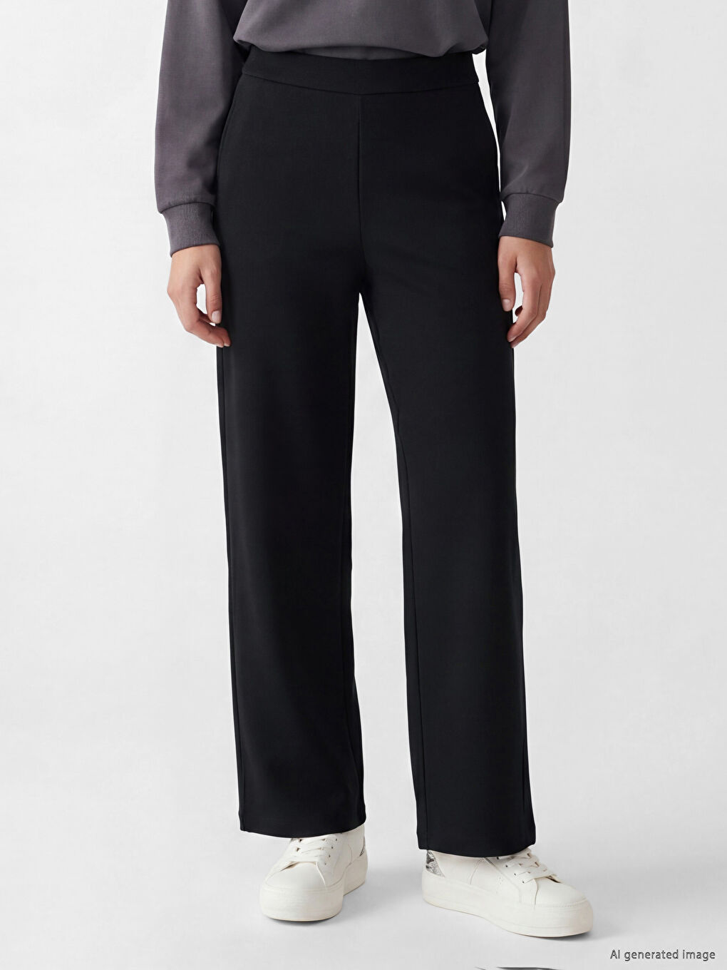 Elastic Waist Wide Leg Women's Sweatpants-1