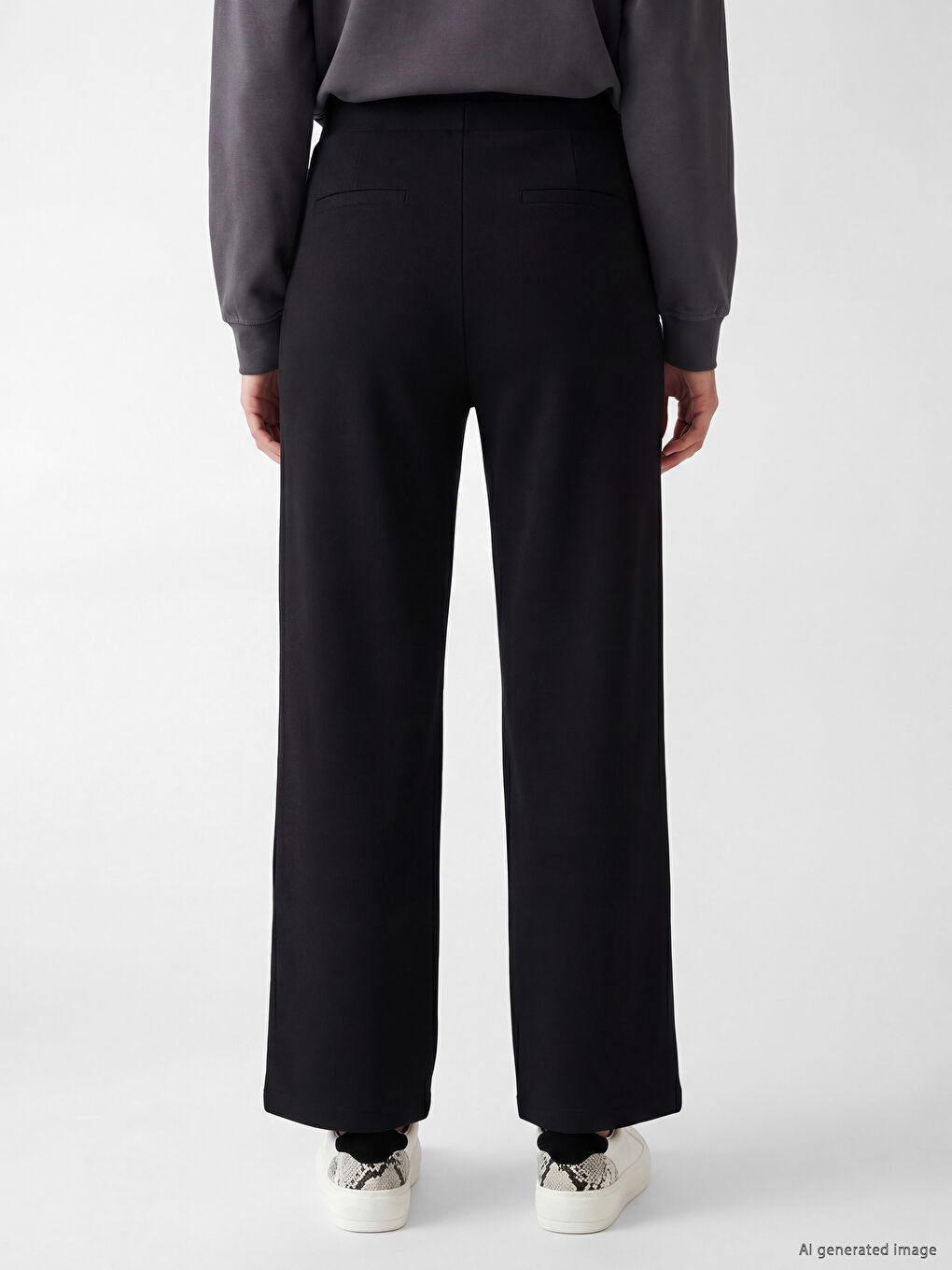 Elastic Waist Wide Leg Women's Sweatpants-3